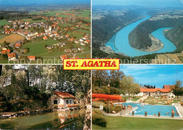 St Agatha Fliegeraufnahme Schloegener Donauschlinge Steinhuegel Freibad