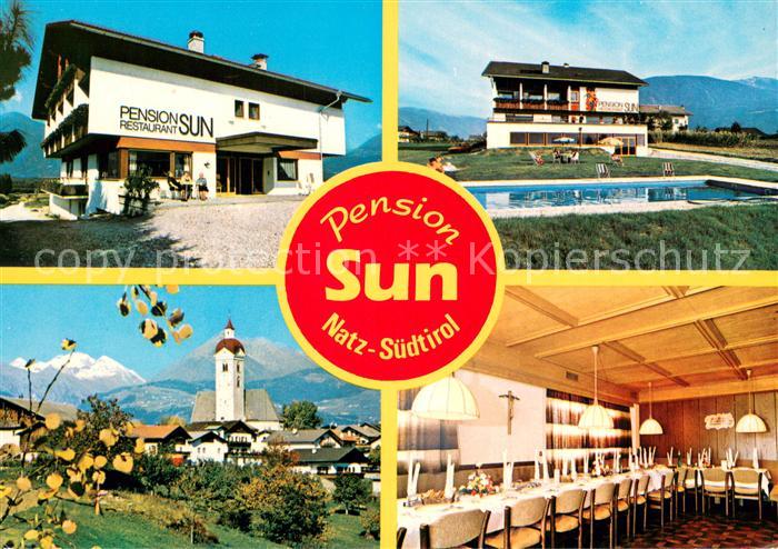 Natz Brixen Suedtirol Pension Sun Gastraum Swimming Pool Ortsansicht mit Kirche