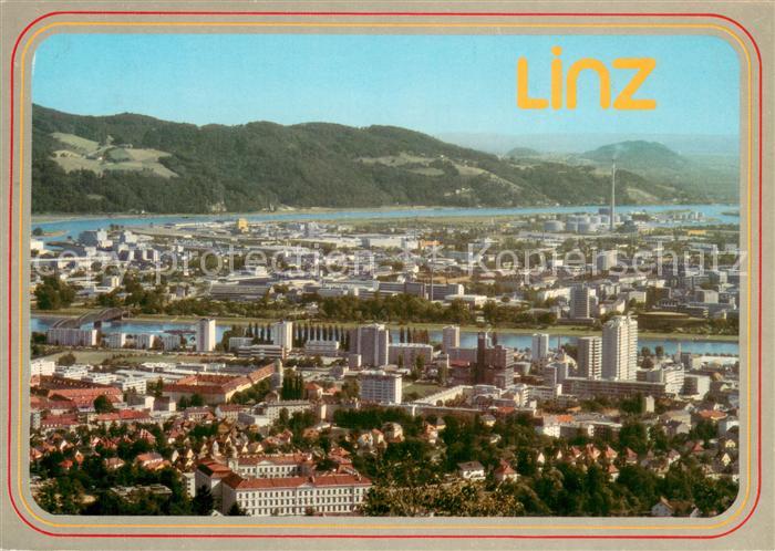 Linz Donau Donaustadt am Alpenrand mit Urfahr und Hafengelaende