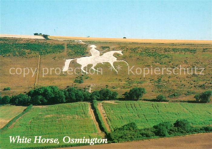 Weymouth Dorset Osmington White Horse hill figure of King George III aerial view