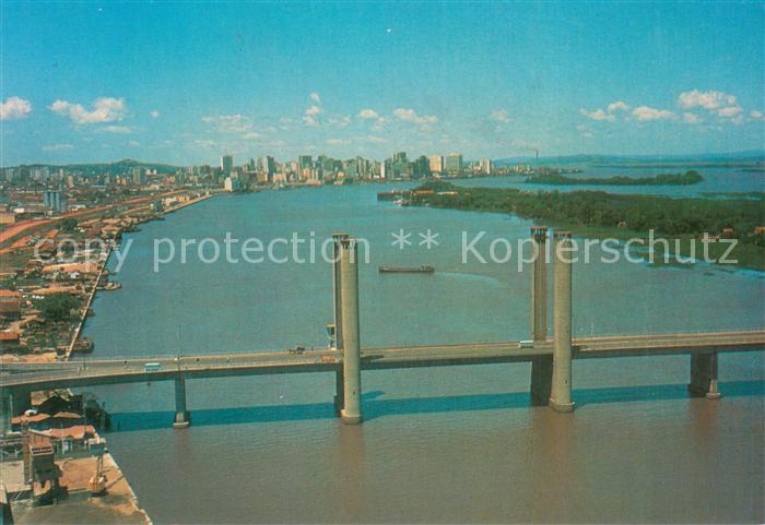 Porto Alegre Getulio Vargas crossing over Guaiba River aerial view