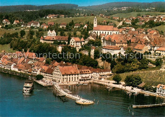 Meersburg Bodensee Hafen Stadtzentrum mit Kirche