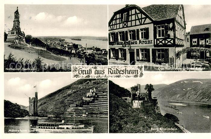 Ruedesheim am Rhein National Denkmal Gasthaus zum gruenen Kranz Maeuseturm Ruine
