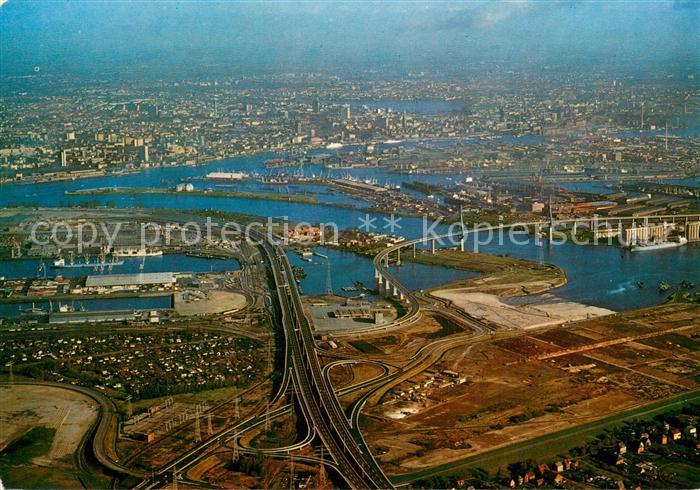 HAMBURG  CITY Koehlbrandbruecke und Hafen Fliegeraufnahme