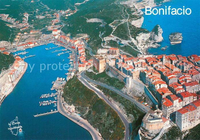 Bonifacio Corse du Sud La marine et la haute ville Vue aerienne