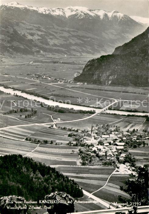Wiesing Tirol Blick vo Rasthaus Kanzelkehre auf Wiesing und Zillertal