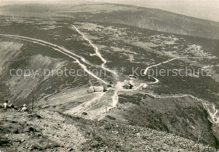 Krkonose Czechia pohled ze Snezky k zapadu Fliegeraufnahme