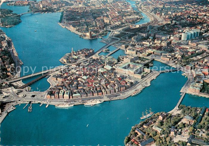 Stockholm Staden pa vattnet I centrum Gamla Stan Fliegeraufnahme