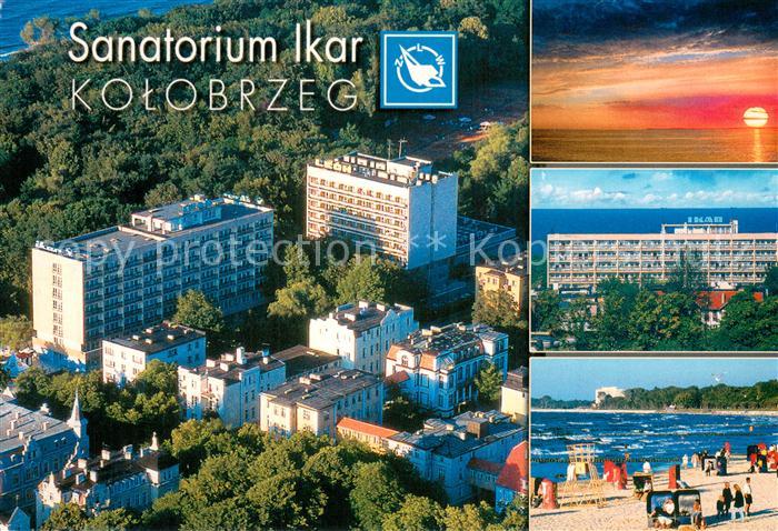 Kolobrzeg Kolberg Ostseebad Sanatorium Ikar Fliegeraufnahme Strand Sonnenunterga