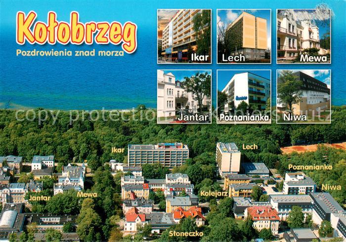Kolobrzeg Kolberg Ostseebad Fliegeraufnahme Hotels Ikar Lech Mewa Jantar Poznani