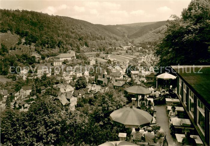 Schwarzburg Thueringer Wald Blick von der Hotel Terrasse Schwarzaburg