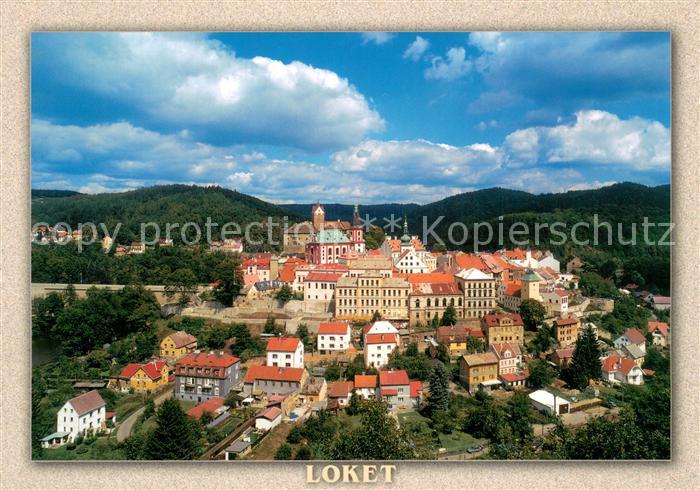 Elbogen Loket Czechia Cekovy pohled na mesto s hradem nad jekou Ohri zalozenym