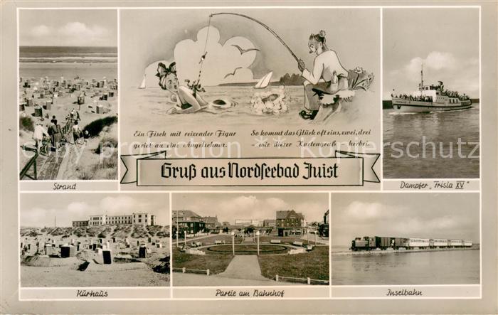Juist Nordseebad Strand Dampfer Kurhaus Bahnhof Inselbahn Karikaturen