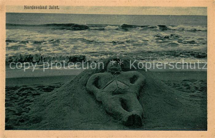 Juist Nordseebad Strand Figur im Sand Nordseeinsel