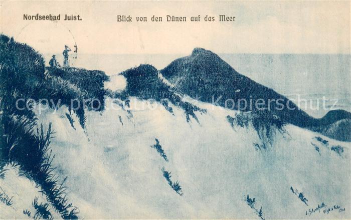 Juist Nordseebad Blick von den Duenen aufs Meer