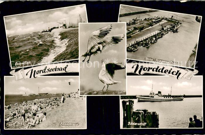 Norddeich  Norden Nordseebad Sturmflut Badestrand Moewen Mole Fliegeraufnahme Ba