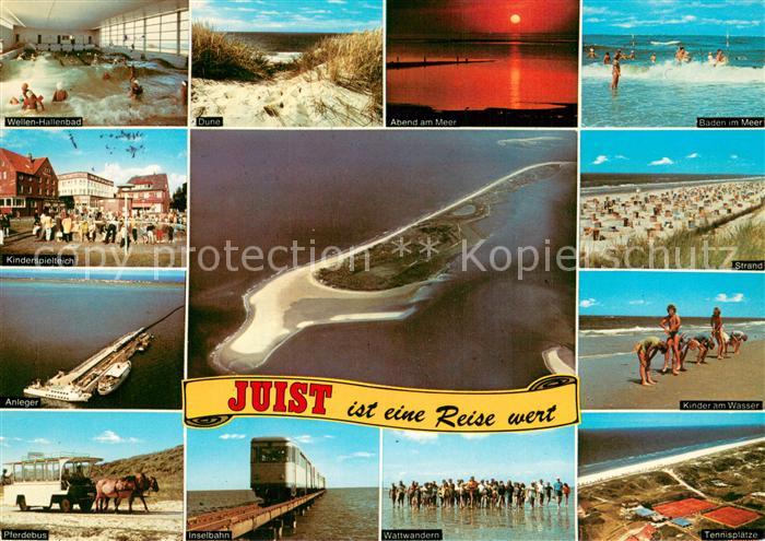 Juist Nordseebad Wellenbad Kinderspielplatz Anleger Pferdebus Duenen Abendsonne