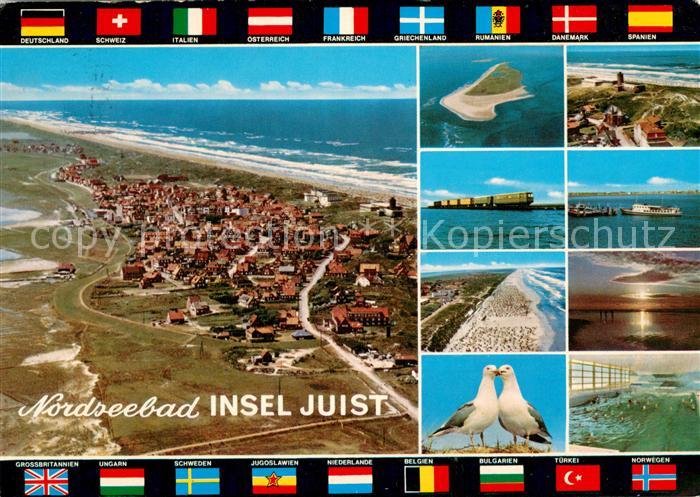 Juist Nordseebad Fliegeraufnahmen Inselbahn Dampfer Anleger Moewen Wellenbad Nat