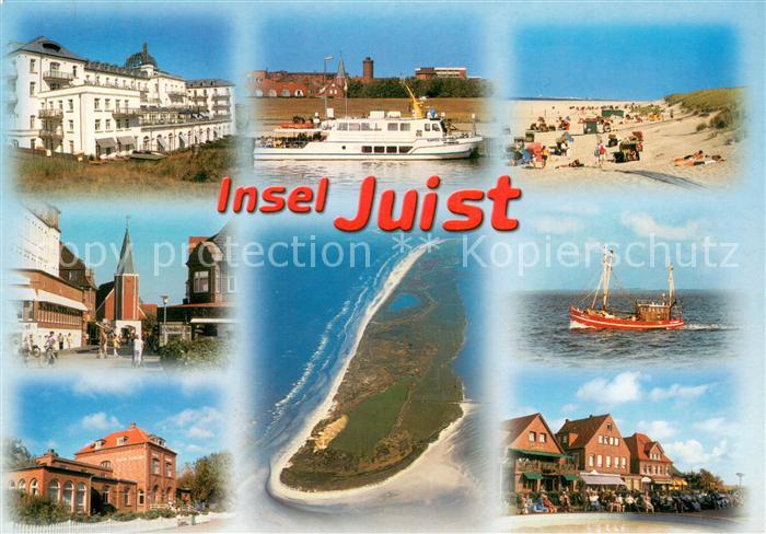Juist Nordseebad Kurhaus Kirche Ortsmotive Dampfer Fischkutter Strand Nordseeins