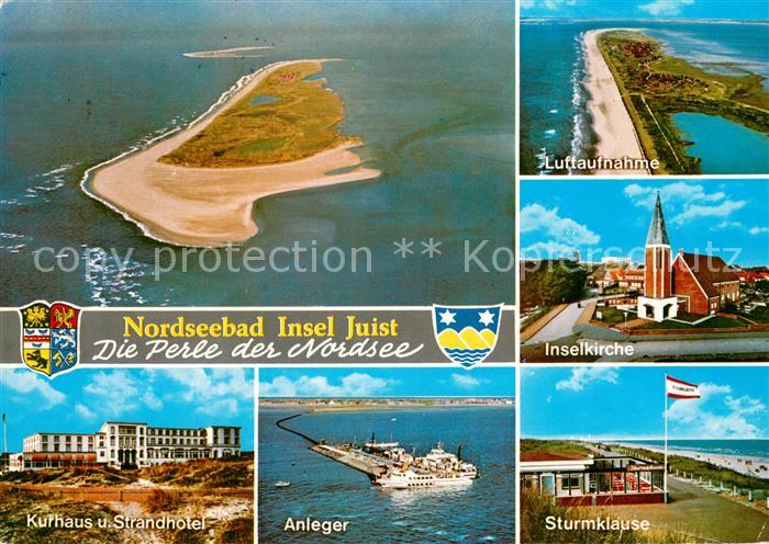 Juist Nordseebad Perle der Nordsee Fliegeraufnahme Kirche Sturmklause Anleger Fa