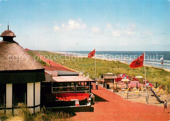 Juist Nordseebad Gaststaette Strandkorb mit Promenade und Strand