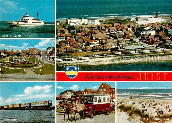 Juist Nordseebad Dampfer MS Frisia XV Kurplatz Inselbahn Pferdebus Strand Inseld