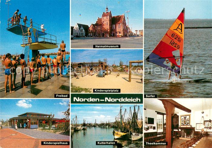 Norddeich  Norden Nordseebad Freibad Sprungturm Museum Kinderspielplatz Windsurf