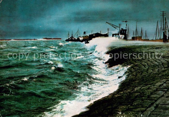 Norddeich  Norden Nordseebad Sturmflut Mole