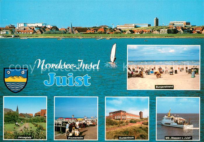 Juist Nordseebad Inseldorf Strand Janusplatz Promenade Kurzentrum MS Wappen von