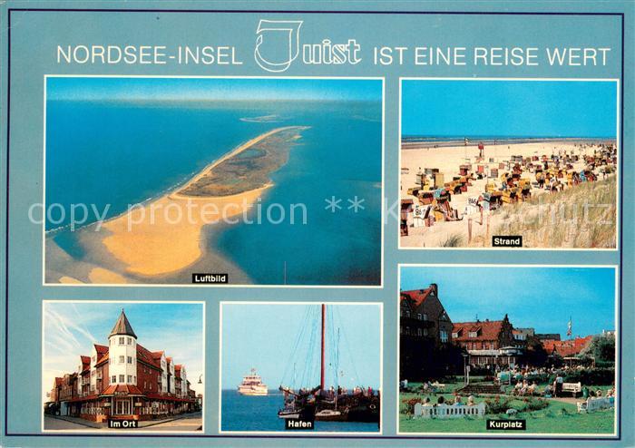 Juist Nordseebad Nordseeinsel Luftbild Strand Ortsmotiv Hafen Kurplatz