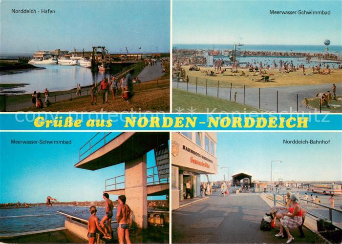 Norddeich  Norden Nordseebad Hafen Meerwasser-Schwimmbad Sprungturm Bahnhof