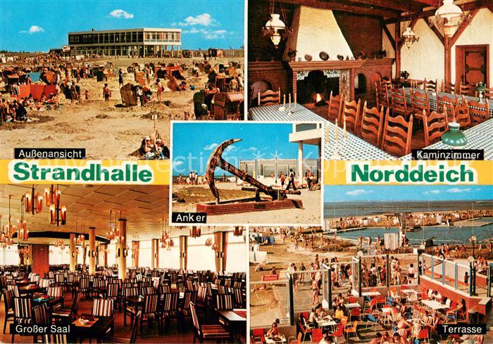 Norddeich  Norden Nordseebad Strandhalle Kaminzimmer Saal Terrasse Strandleben A