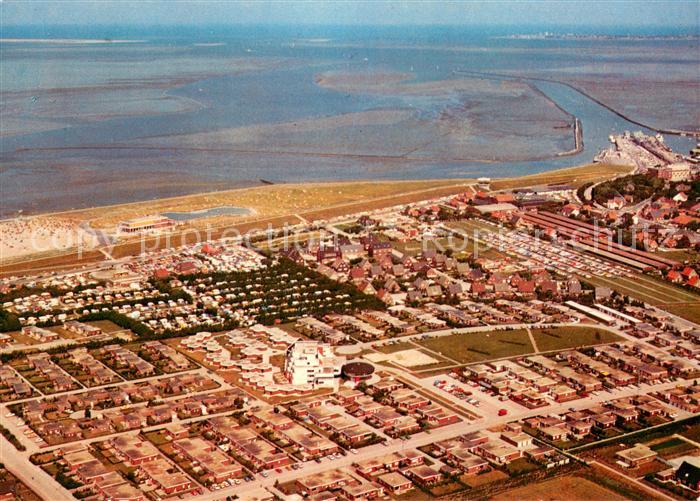 Norddeich  Norden Nordseebad Hafen Freibad Blick zu Inseln Juist und Norderney