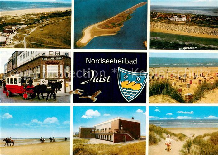 Juist Nordseebad Nordseeinsel Fliegeraufnahmen Pferdebus Strand Duenen Reiten am