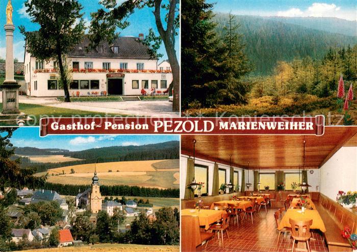 Marienweiher Gasthof Pension Pezold Panorama Gastraum Kirche