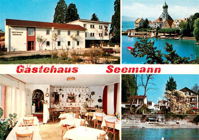 Wasserburg Bodensee Gaestehaus Seemann Gastraum Kirche
