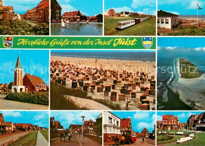 Insel Juist Dorfstrasse Spielteich Inselzug Kirche Badestrand Fliegeraufnahme Pf