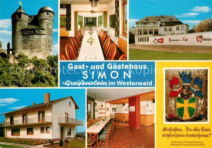 Greifenstein Hessen Gast und Gaestehaus Simon Gastraum Bar Kegelbahn