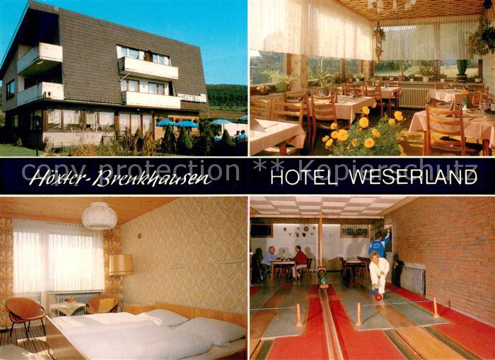 Brenkhausen Hotel Weserland Gastraum Gaestezimmer Kegelbahn