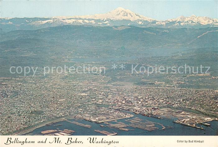 Bellingham Washington and Mt Baker Air view