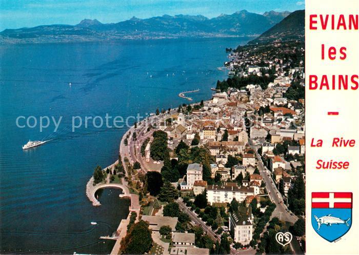 Evian-les-Bains 74 Vue aerienne Au fond la rive Suisse