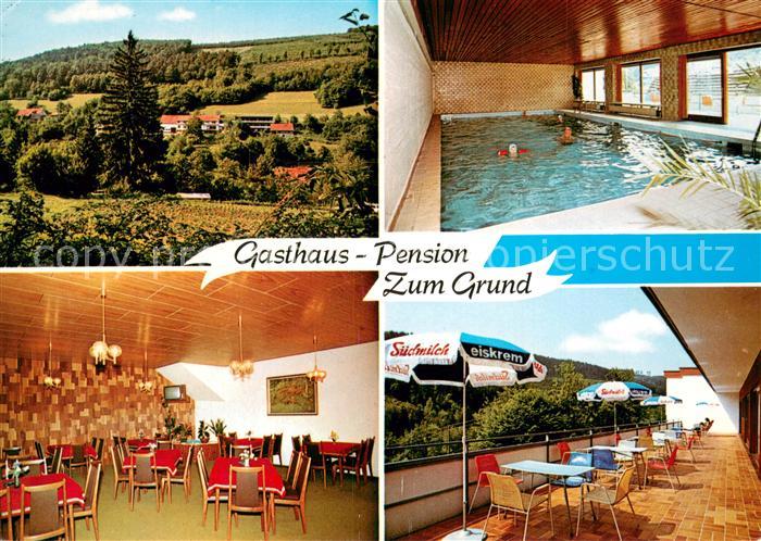 Reisenbach Gasthaus Pension Zum Grund Gaststube Hallenbad Terrasse