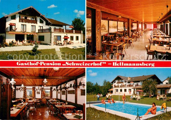 Hellmannsberg Waging See Gasthof Pension Schweizerhof Gastraeume Pool