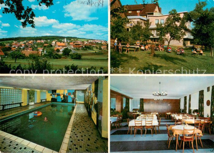 Krumbach Odenwald Pension Zum Engel Panorama Liegewiese Hallenbad Gaststube