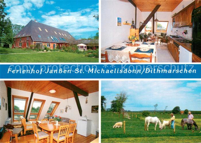 St Michaelisdonn Ferienhof Janssen Kueche Gaststube Pferdekoppel