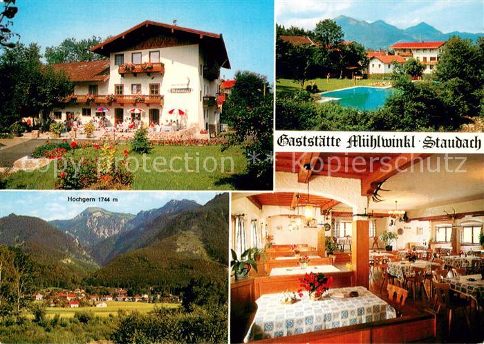 Staudach Oberbayern Bergcafe Gaststaette Muehlwinkl Freibad Panorama Hochgern Ga