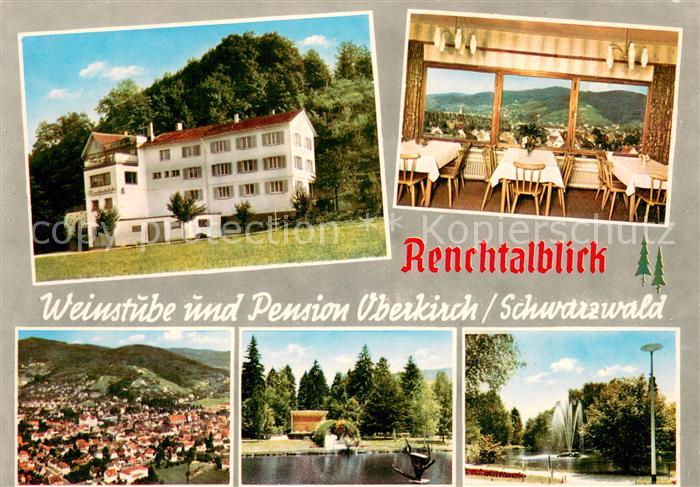 Oberkirch Baden Weinstube und Pension Renchtalblick Gaststube Panorama Teich Fon