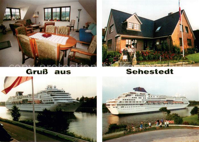 Sehestedt Eider Haus Kanalblick Gaststube Kreuzfahrschiffe