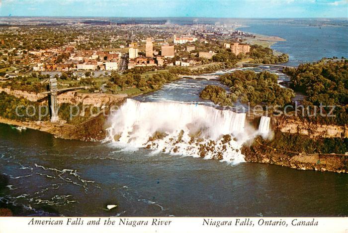 Ontario  Canada American Falls and the Niagara River Air view
