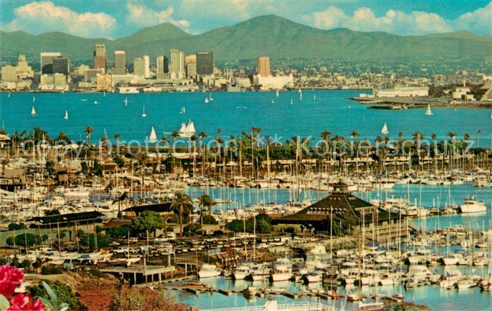 San Diego California Harbor and modern skyline viewed from Point Loma across She